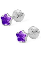 beautiful small purple silver cz baby birthstone earrings